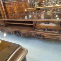 میز تلویزیون منبت‌کاری نجاری چوبی و کلاسیک