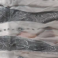 پرده حریر سفید وطوسی عرض یک متر وبلندی سه متر