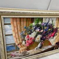 تابلو فرش ماشینی طرح جدید گلدان و پنجره|تابلو فرش|اهواز, فولادشهر|دیوار