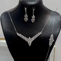 سرویس کامل نقره ۹۲۵ زنانه با آبکاری طلا سفید|جواهرات|اصفهان, چرخاب|دیوار