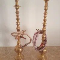 یک جفت قلیون تمام برنج عتیقه