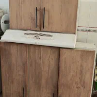 کابینت فلزی با سنگ و سینگ و هود|آب‌چکان و نظم‌دهنده ظروف|شازند, |دیوار
