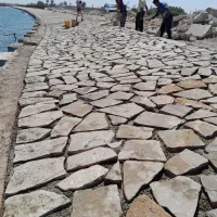 اجرای محوطه سازی سنگ چینی و جدول.کفپوش