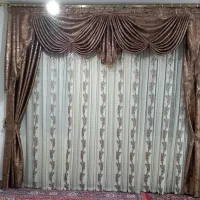 دوعددپرده  کتان وساتن