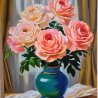 تابلو گل رنگ روغن