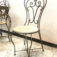 میز ناهارخوری۶ نفره فرفورژه پتینه با روکش مخمل|میز و صندلی غذاخوری|کاشان, زیارتی|دیوار