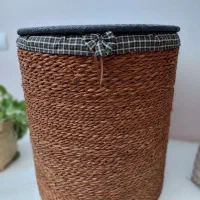 سبد لباس چرک چوبی حصیری