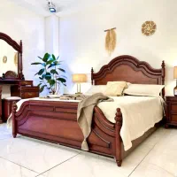 سرویس تخت‌ خواب دونفره مدل کاجی تمام چوب هومیسو|تخت و سرویس خواب|تهران, شهرک طالقانی|دیوار