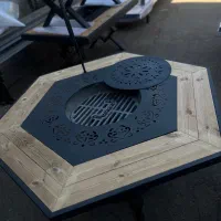 میز اتشدان شش ضلعی دو حالته گازی هیزمی