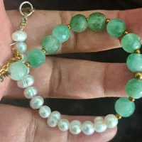 دستبند مروارید پرورشی طبیعی و سنگ طبیعی
