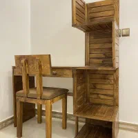 میز تحریر چوبی+کتابخانه