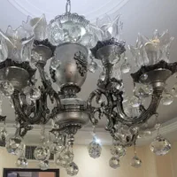 لوستر 10شاخه برنز|لوستر و چراغ آویز|اندیشه, شهرک صدف|دیوار