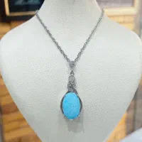 آویز گردنی نقره زنونه نگینهای فیروزه و معدنی|جواهرات|نیشابور, محله میدان باغات|دیوار