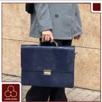 کیف اداری چرم طبیعی - نو - سرمه ای