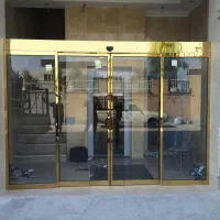 درب اتوماتیک/اپراتورشیشه ای برقی استیل طلایی P5204