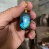 آویز لابرادوریت عقیق دورنگ تایگر عقیق سرخ