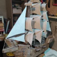 کشتی بادبانی دست ساز چوبی|مجسمه، تندیس، ماکت|تبریز, |دیوار