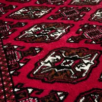 فرش ترکمن قرمز دستبافت پشمی کاملا تمیز و سالم