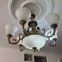 لوستر جفت برنزی ۶ساخه|لوستر و چراغ آویز|مشکیندشت, |دیوار