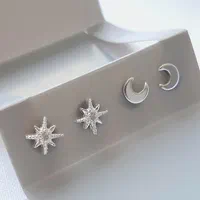 گوشواره نقره دوتایی با نگین زیرکنیا