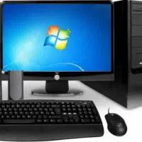 کیس کامل کامپیوتر +۲عدد مانیتور  مناسب کار اداری