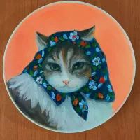 بشقاب با نقاشی پیشی خاتون