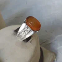 انگشتر نقره925مردانه نگین عقیق یمنی طبیعی