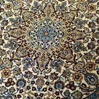 فرش گرد قطر یک متر ونیم  رنگ طوسی وکرم