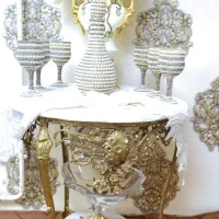 میز برنز دوطبقه سنگین وزن با سنگ اصل مرمر