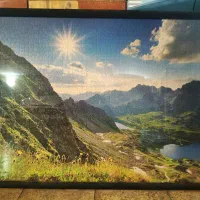 پازل قاب شده، طرح کوه و منظره سرسبز مناسب کادو