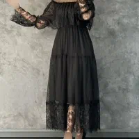 پیراهن تور آستردار مشکی فری سایز