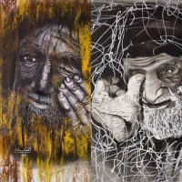تابلو نقاشی سیاه قلم طرح چهره