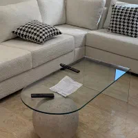 میز جلو مبلی گوی سنگ و شیشه خم