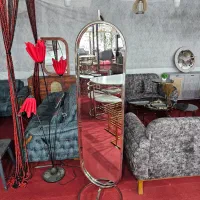 آیینه قدی ایستاده گردون چرخشی پایه دار استیل طلایی|آینه|آفتاب, |دیوار