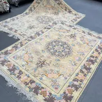 فرش دستباف ۳ متری جفت  چله ابریشم تبریز گل ابریشم
