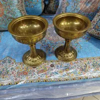 دو عدد جام قدیمی  طلایی رنگ قلم به اندازه 23 سانت