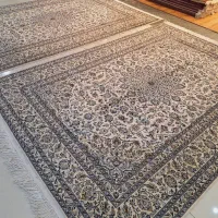 جفت فرش ۹متری دستباف زمینه سفید کاشان