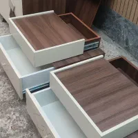 سرویس خواب 2 نفره تماما MDF کرم قهوه ای پایه فلزی|تخت و سرویس خواب|اندیمشک, |دیوار