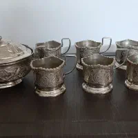 یک دست انگاره و قندان برنجی