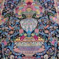 6متر سالاری گلدان ریز بافت 50 چله ابریشم گل ابریشم