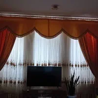 پرده حریر طرح دار|پرده، رانر، رومیزی|ایوان, |دیوار