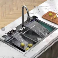 سینک پیانویی فول و شیرآلات مشکی گلپایکان