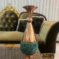 گلدان مسی فیروزه کوبی شده ( نو)