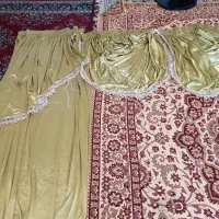 پرده دستک والان پرده دو عددکامل با گیپور و قالیچه|پرده، رانر، رومیزی|مشهد, الهیه|دیوار