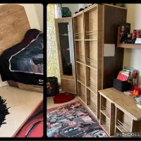 سرویس خواب کامل نوجوان mdf با کمد و ویترین و میز