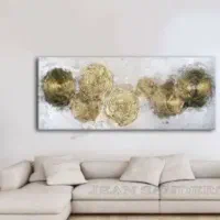 تابلو نقاشی طلایی سفید مدرن مینیمال ابستره برجسته