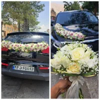 گل آرایی ماشین عروس و دسته گل عروس درب منزل
