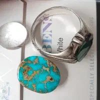 هرسه فقط۱/۸۵۰)انگشترفیروزه عقیق یاقوت زمردسنگ نقره