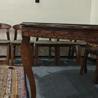 میز ناهار دست ساز جمع و جور 8 نفر تمام چوب با شیشه|میز و صندلی غذاخوری|تهران, گرگان|دیوار