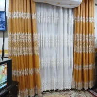 فروش پرده حریر رنگ خردلی